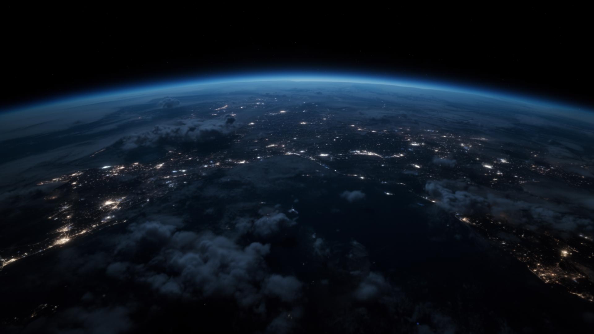 Earth from space at night