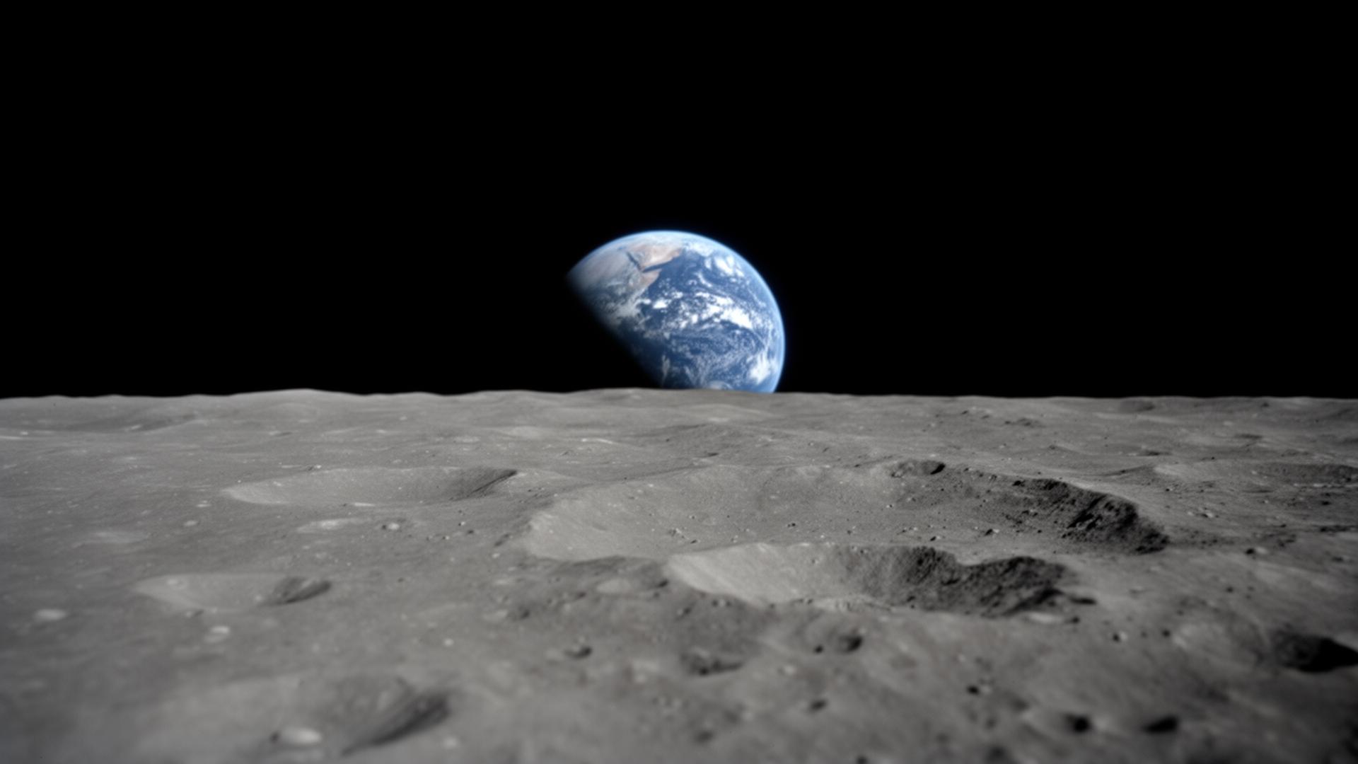 Earthrise seen from the lunar surface